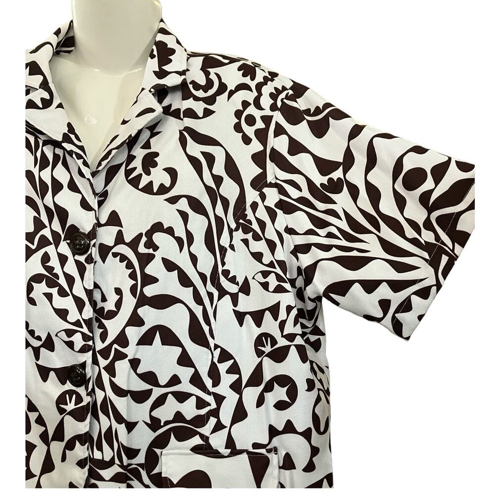 Java Women's Brown/White Floral Print Short Sleeve Jacket | Size 3X (24/26W) - Picture 6 of 8